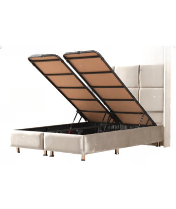 Lit coffre Rio velours Beige la livraison gratuite