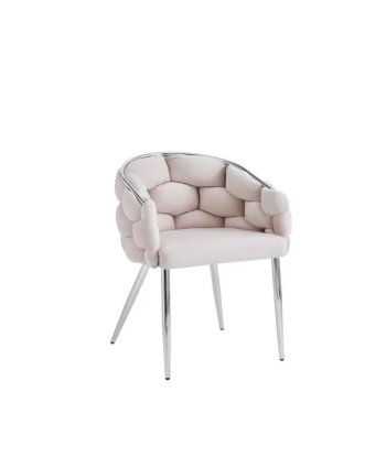 Chaise Ballon Argent velours Beige Véritable concentré