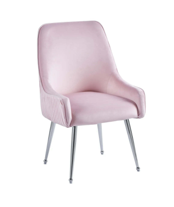 Chaise Luxury Argent velours Rose ouvre sa boutique