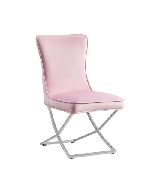 Chaise Gabrielle Argent velours Rose pale l'achat 