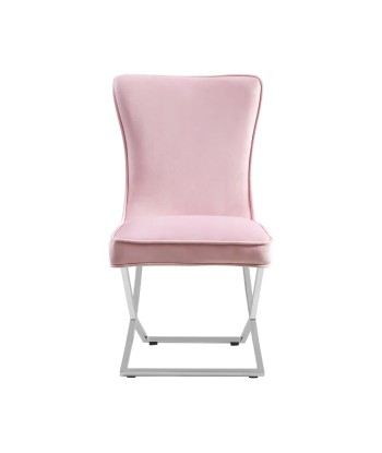 Chaise Gabrielle Argent velours Rose pale l'achat 