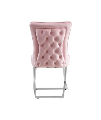 Chaise Gabrielle Argent velours Rose pale l'achat 