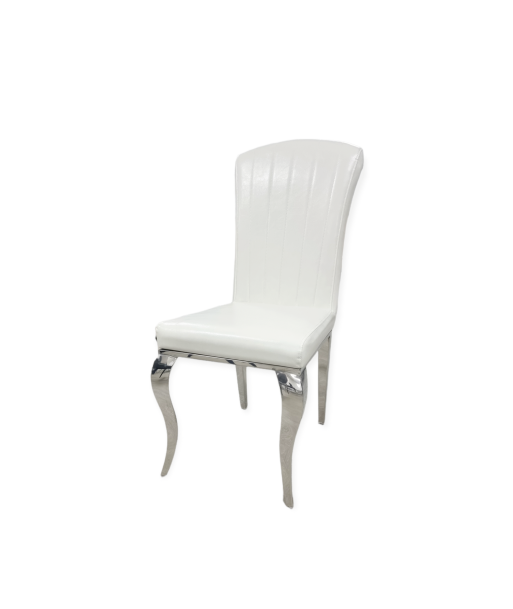 Chaise Nansouty simili cuir blanc pieds chrome 50-70% off 