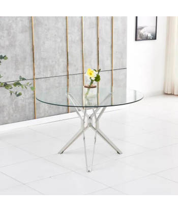 Table à manger Electra Argent Verre Transparent ouvre sa boutique