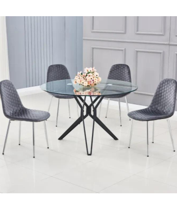 Table à manger Electra Noir Verre Transparent 50-70% off 