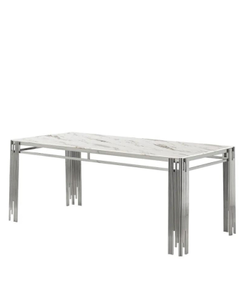 Table à manger Flute Argent Marbre blanc Livraison rapide