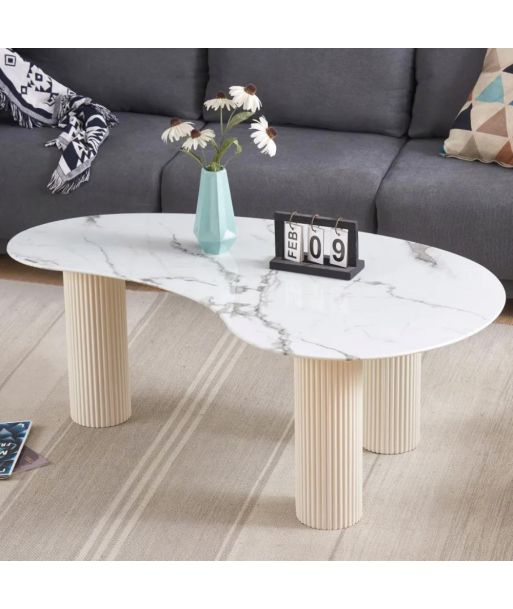 Table basse pylone marbre blanc pieds blanc outlet