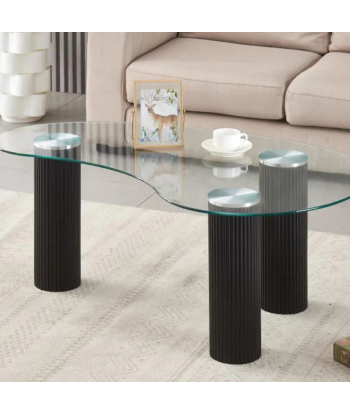 Table basse pylone verre transparent pieds noir livraison et retour toujours gratuits