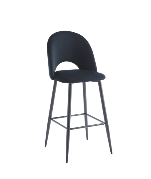 Tabouret Amelia Noir velours Noir destockage