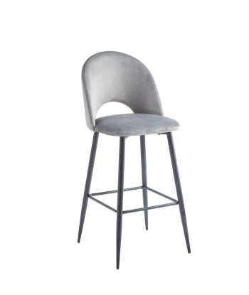 Tabouret Amelia Noir velours Gris Dans la société mordern