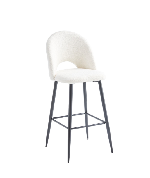 Tabouret Amelia Noir velours Laine bouclée Blanc vente chaude votre 