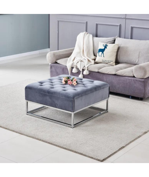 Pouf Rilax Argent velours Gris livraison gratuite