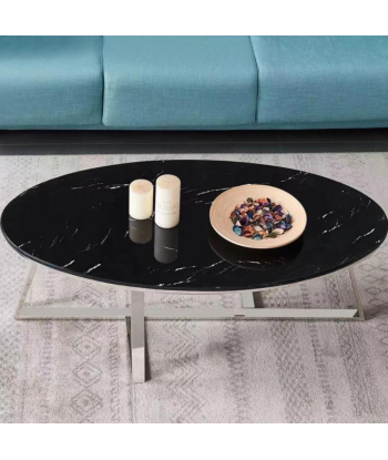 Table basse Dijeaux Argent Marbre Noir les ctes