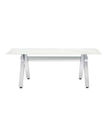 Table basse Ixe marbre blanc pieds chrome la chaussure