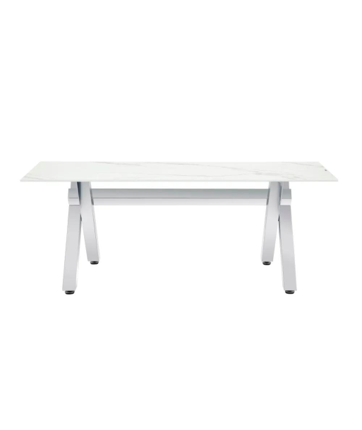 Table basse Ixe marbre blanc pieds chrome la chaussure