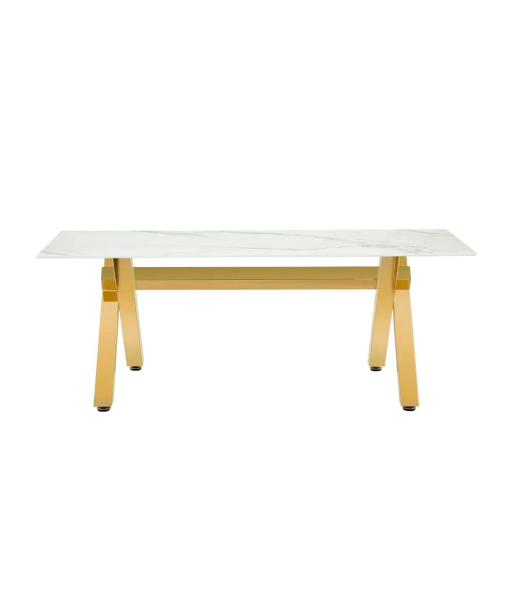 Table basse Ixe marbre blanc pieds or de technologie