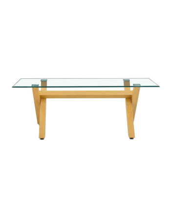 Table basse Ixe verre trempé pieds en bois les ctes