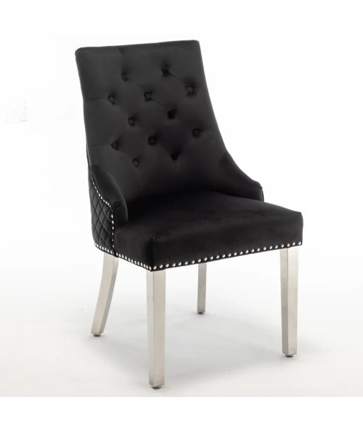 Chaise Stalingrad matelassée Argent velours Noir 50% de réduction en Octobre 2024