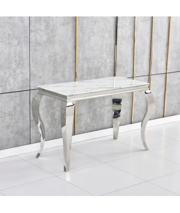 Console Nansouty Argent marbre blanc 110 cm Comparez plus de prix