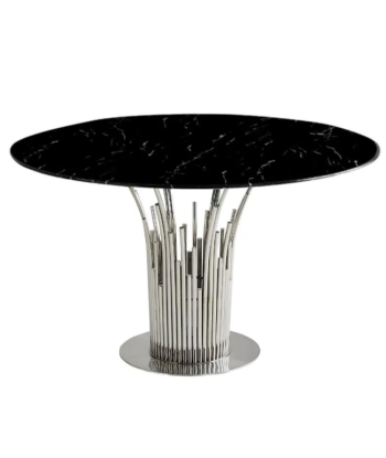 Table à manger Flute ronde Chrome marbre Noir 2 - 3 jours ouvrés.