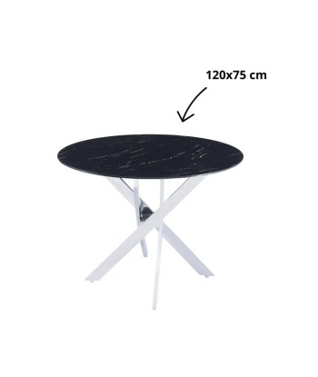 Table à Manger Ronde Victoire pieds chrome marbre noir Profitez des Offres !