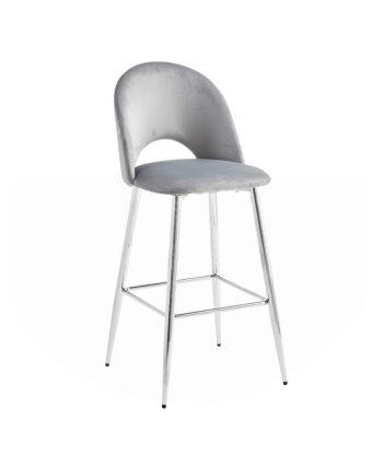 Tabouret Amelia Argent velours Gris les ctes