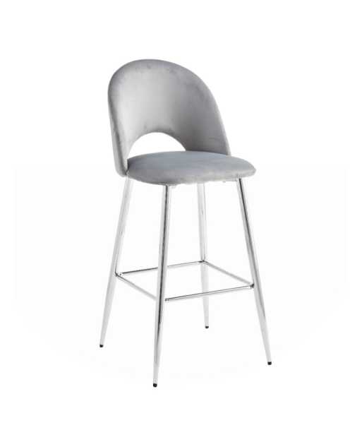 Tabouret Amelia Argent velours Gris les ctes