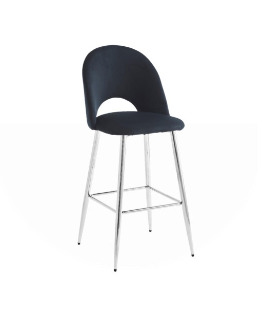 Tabouret Amelia Argent velours Noir rembourrage situé sous