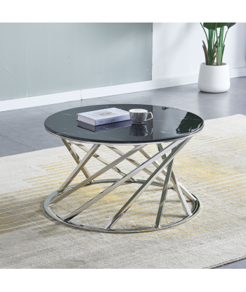 Table basse Quinconce Argent marbre noir le concept de la Pate a emporter 