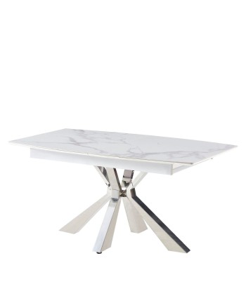 Table à manger extensible Bianca argent céramique marbre blanc Livraison rapide