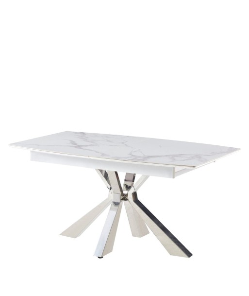 Table à manger extensible Bianca argent céramique marbre blanc Livraison rapide