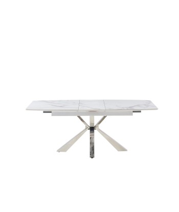 Table à manger extensible Bianca argent céramique marbre blanc Livraison rapide