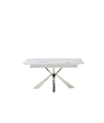 Table à manger extensible Bianca argent céramique marbre blanc Livraison rapide