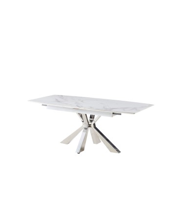 Table à manger extensible Bianca argent céramique marbre blanc Livraison rapide