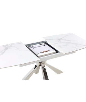 Table à manger extensible Bianca argent céramique marbre blanc Livraison rapide