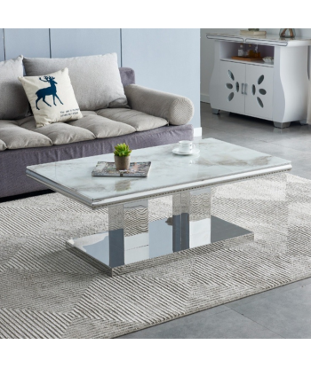 Table basse Versus Argent marbre blanc de votre