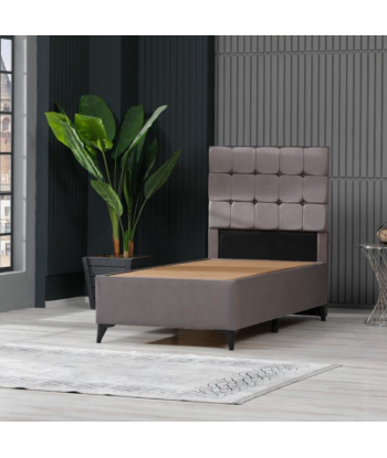 Lit coffre simple cuba velours gris livraison gratuite